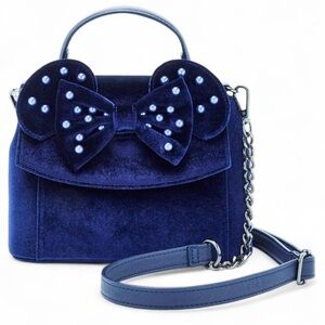 Loungefly Disney Minnie Mouse Pearl Velvet Ears Crossbody Bag NWT